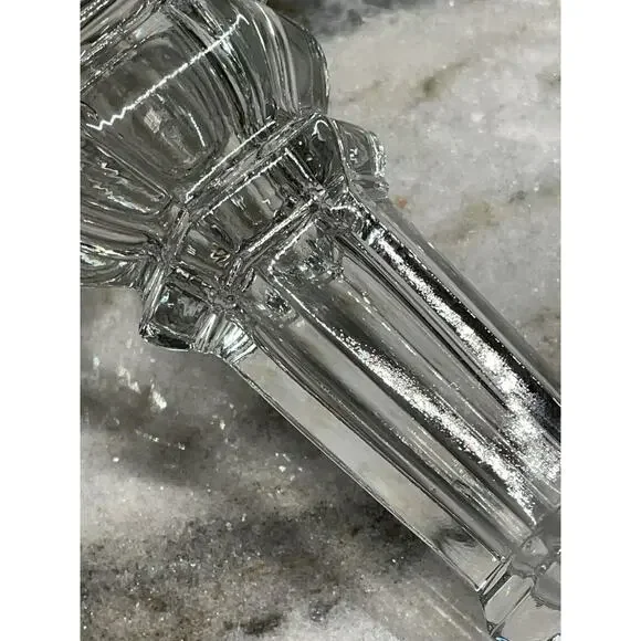 Vintage MMA Metropolitan Museum Of Art Clear Sandwich Glass Candlesticks